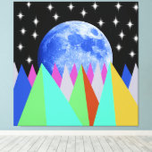 Blue Moon Stretched Canvas Print Leinwanddruck (Insitu (Holzboden))