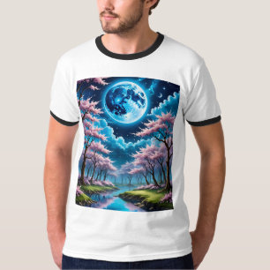 Blue Moon und Cherry Blossom Hemd Art T-Shirt