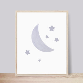 Blue Moon und Stars Kinderzimmer Poster