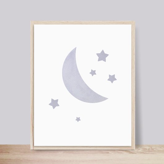 Blue Moon und Stars Kinderzimmer Poster