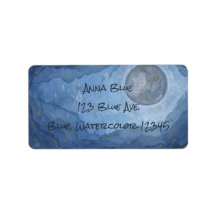 Blue Moon Watercolor Night Sky Universum