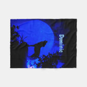 Blue Moon Wolf Fleece Blanket (Vorderseite (Horizontal))