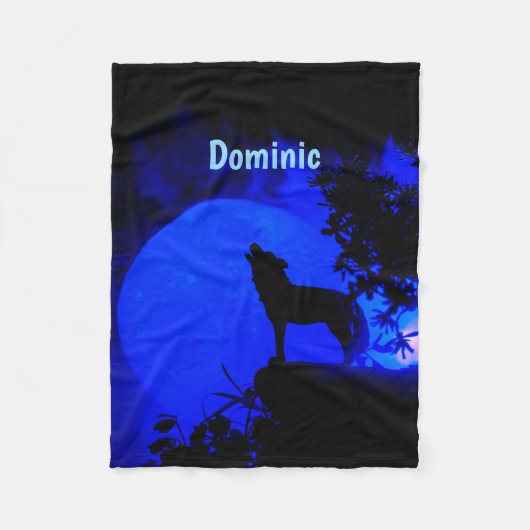 Blue Moon Wolf Fleece Blanket (Vorderseite)