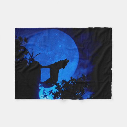 Blue Moon Wolf Fleece Blanket (Vorderseite (Horizontal))