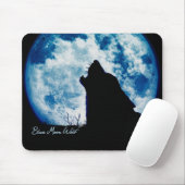 Blue Moon Wolf-Mouse Pad Mousepad (Mit Mouse)