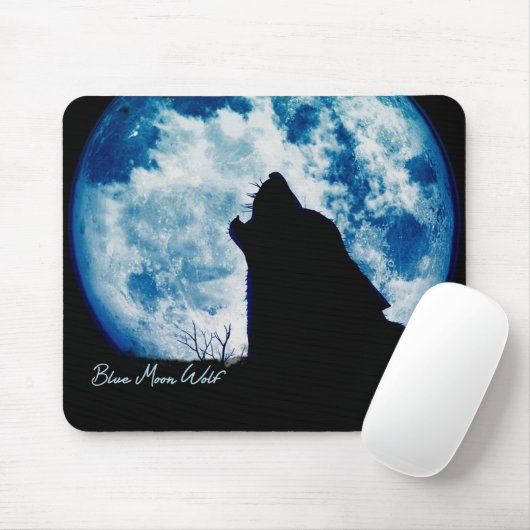 Blue Moon Wolf-Mouse Pad Mousepad (Mit Mouse)