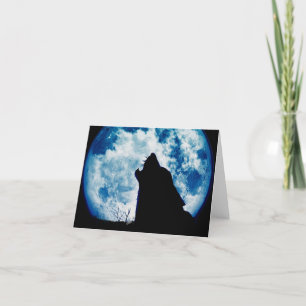 Blue Moon Wolf Note Card Karte