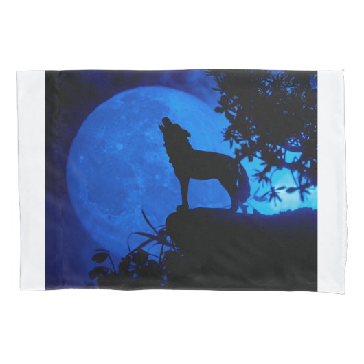 Blue Moon Wolf Pillowcase Kissenbezug (Vorderseite)