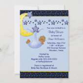 Blue Moon Yellow Stars Ethnic Boy Dusche Einladung (Vorderseite)