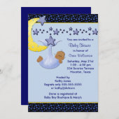 Blue Moon Yellow Stars Ethnic Boy Dusche Einladung (Vorne/Hinten)