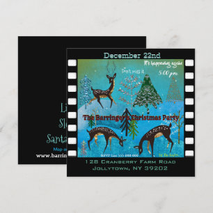 Blue Moonlight Deerfest Weihnachten Party Einladun Einladung