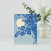 Blue Moonlit Tree: Japanischer Kirschblossom Nacht Postkarte (Stehend Vorderseite)