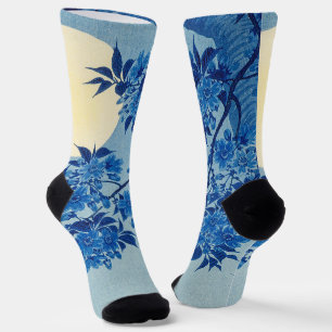 Blue Moonlit Tree: Japanischer Kirschblossom Nacht Socken