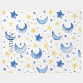 Blue Moons Gold Stars Fleecedecke (Vorderseite (Horizontal))