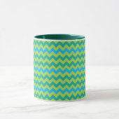 Blue Moons Zickzack Pattern Green Blue Tasse (Zentrum)