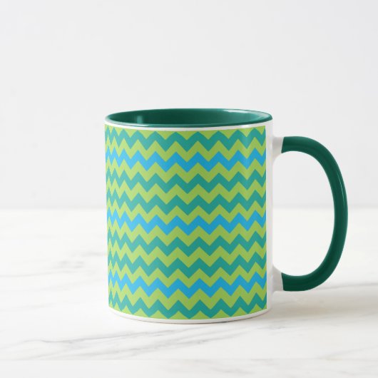 Blue Moons Zickzack Pattern Green Blue Tasse (Rechts)