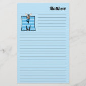 Blue Moose Mongram Letter M Lined Briefpapier (Vorderseite)
