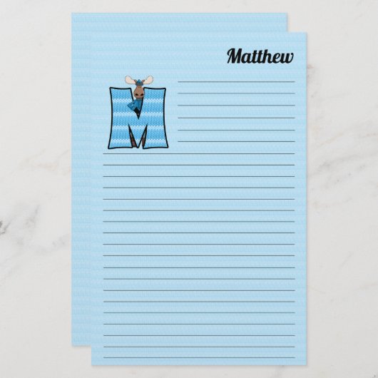 Blue Moose Mongram Letter M Lined Briefpapier (Vorne/Hinten)