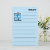 Blue Moose Mongram Letter M Lined Briefpapier (Stehend Vorderseite)