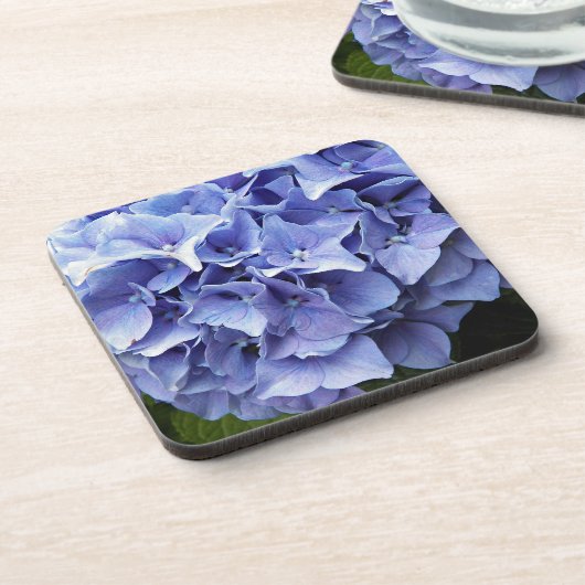 Blue Mophead Hydrangea Floral Getränkeuntersetzer (Linke Seite)