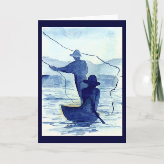 Blue Morning Fishing Greeting Card or Note Cards Karte (Vorderseite)