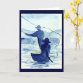 Blue Morning Fishing Greeting Card or Note Cards Karte (Gelbe Blume)