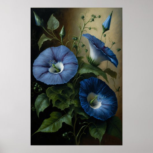 Blue Morning Gloriage Blume Art Print Poster (Vorne)