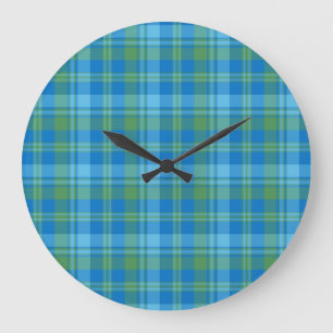 Blue Morning Gloriage Karierte Rundwand Uhr