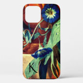 BLUE MORNING GLORIES FLORAL MONOGRAM Case-Mate iPhone HÜLLE (Rückseite)