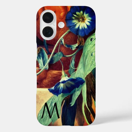 BLUE MORNING GLORIES FLORAL MONOGRAM Case-Mate iPhone HÜLLE (Rückseite)