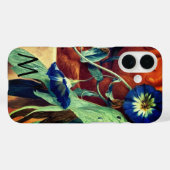 BLUE MORNING GLORIES FLORAL MONOGRAM Case-Mate iPhone HÜLLE (Rückseite (Horizontal))