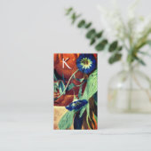 BLUE MORNING GLORIES FLORAL PARCHMENT MONOGRAM VISITENKARTE (Stehend Vorderseite)