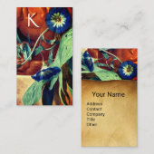 BLUE MORNING GLORIES FLORAL PARCHMENT MONOGRAM VISITENKARTE (Vorne/Hinten)