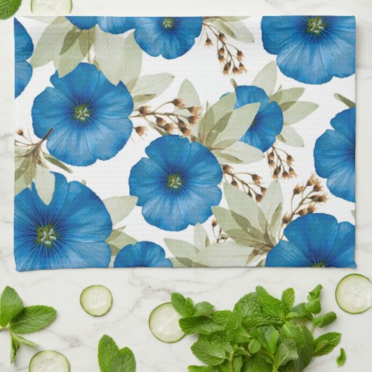 Blue Morning Glories Kitchen Handtücher (Gefaltet)