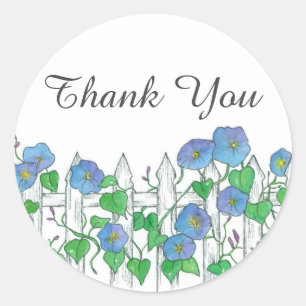 Blue Morning Glory Blume Vielen Dank Runder Aufkleber