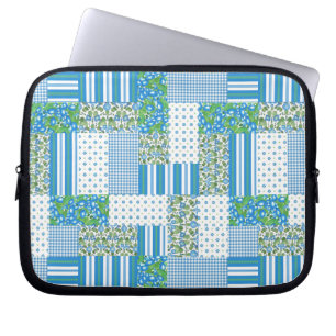 Blue Morning Glory Imitate Patchwork Laptop-Sieb Laptopschutzhülle