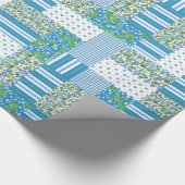 Blue Morning Glory Imitate Patchwork Wrapping Pape Geschenkpapier (Ecke)