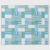 Blue Morning Glory Imitate Patchwork Wrapping Pape Geschenkpapier (Flach)