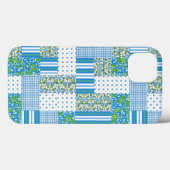 Blue Morning Glory Imitats Patchwork iPad Case (Rückseite (Horizontal))
