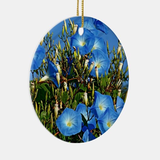 Blue Morning Glory Keramik Ornament (Rechts)
