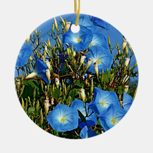 Blue Morning Glory Keramik Ornament (Vorne)