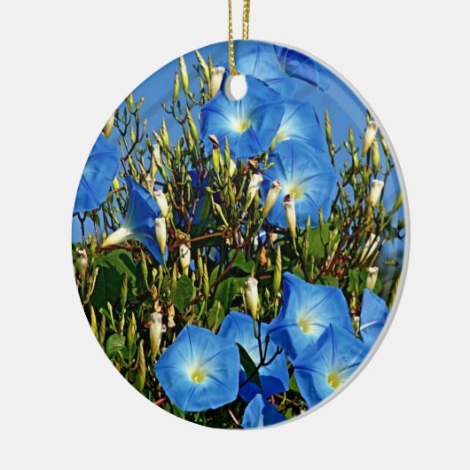 Blue Morning Glory Keramik Ornament (Links)