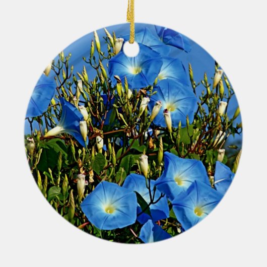 Blue Morning Glory Keramik Ornament (Hinten)