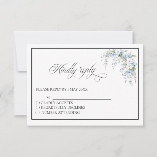 Blue Morning Glory RSVP card Karte (Vorderseite)