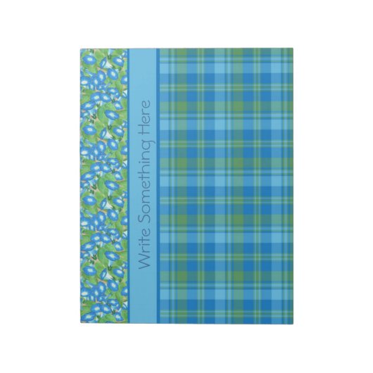 Blue Morning Glory und Karierter Notepad oder Jott Notizblock (Rotiert)