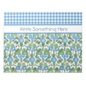 Blue Morning Glory und Karo Gingham Notepad Notizblock (Vorderseite)