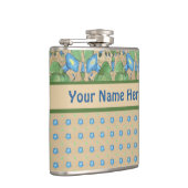 Blue Morning Glory und Polka Dots Hip Flask Flachmann (Rechts)