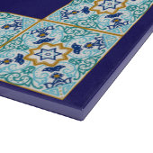 Blue Moroccan Tile Shabbat Yom Tov Challah Board Schneidebrett (Ecke)