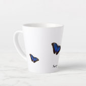 Blue Morpho Butterfets Personalisierter Text Milchtasse (Linke Ecke)