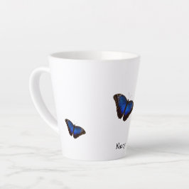 Blue Morpho Butterfets Personalisierter Text Milchtasse